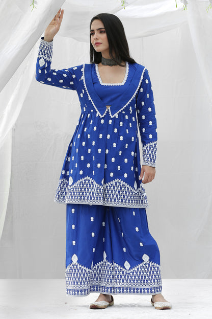 Royal Chikankari Indo-Western Set