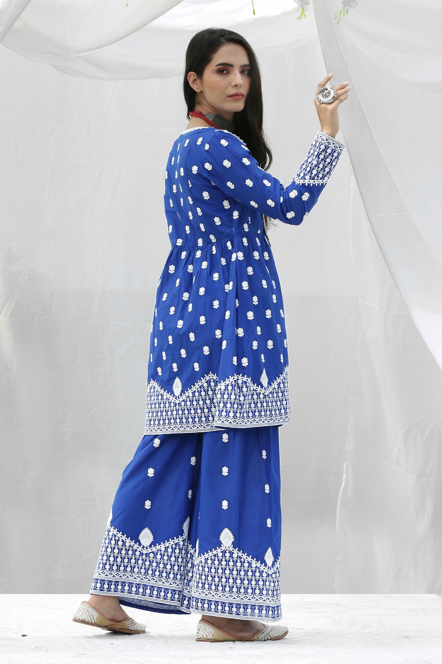 Royal Chikankari Indo-Western Set