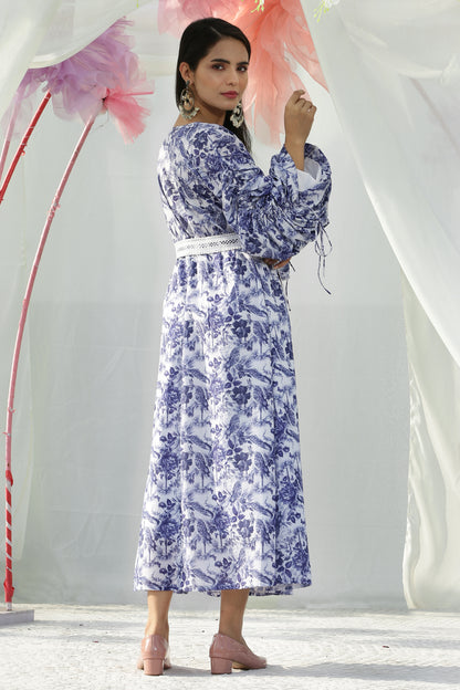 Peacock Floral Printed Midi Dress