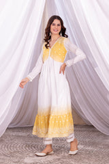 White-Yellow Ombre Tiered Suit Set