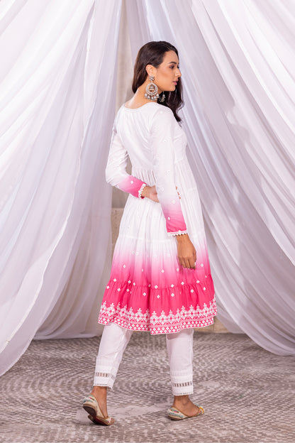 White-Hot Pink Ombre Tiered Suit Set
