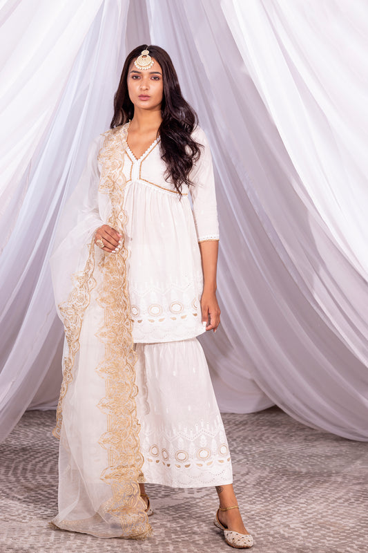 Ivory and Gold Short Suit Set