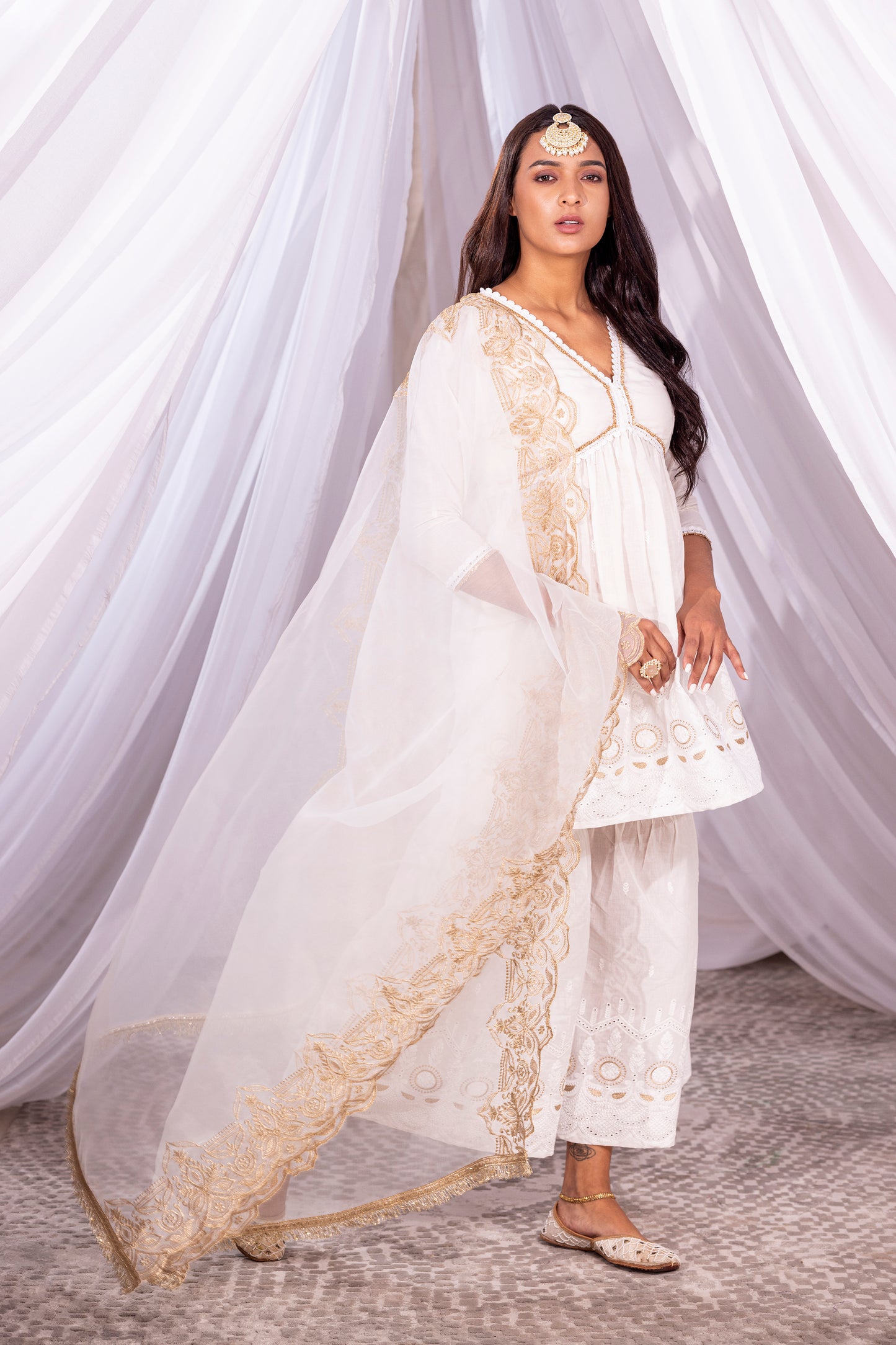 Ivory and Gold Short Suit Set