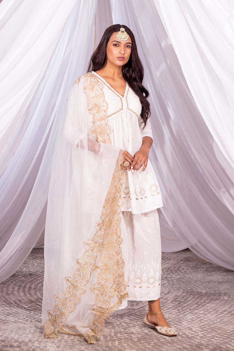 Ivory and Gold Short Suit Set