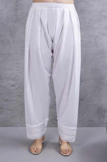 White Farshi Salwar With Lace