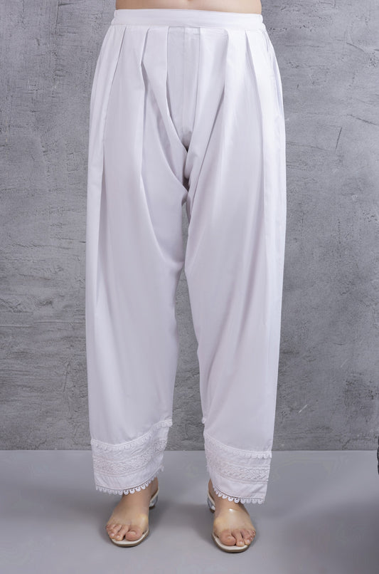 White Farshi Salwar With Lace