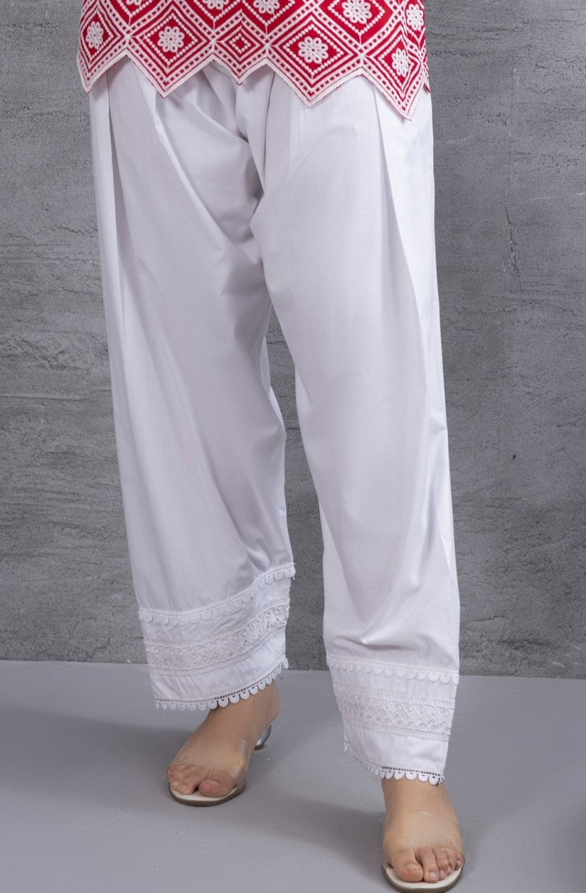White Farshi Salwar With Lace