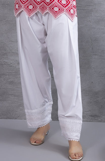White Farshi Salwar With Lace