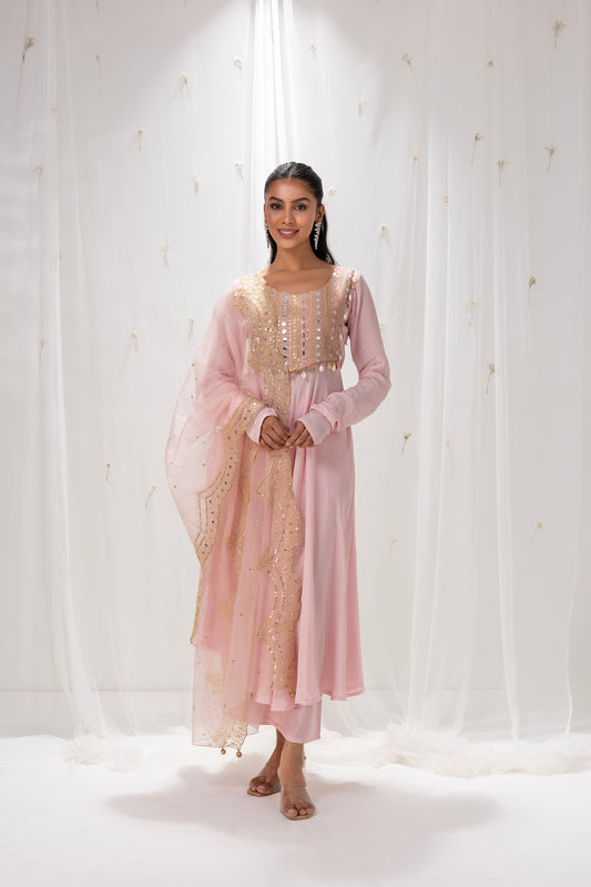 PINK SEQUENCE EMBROIDERED SUIT SET