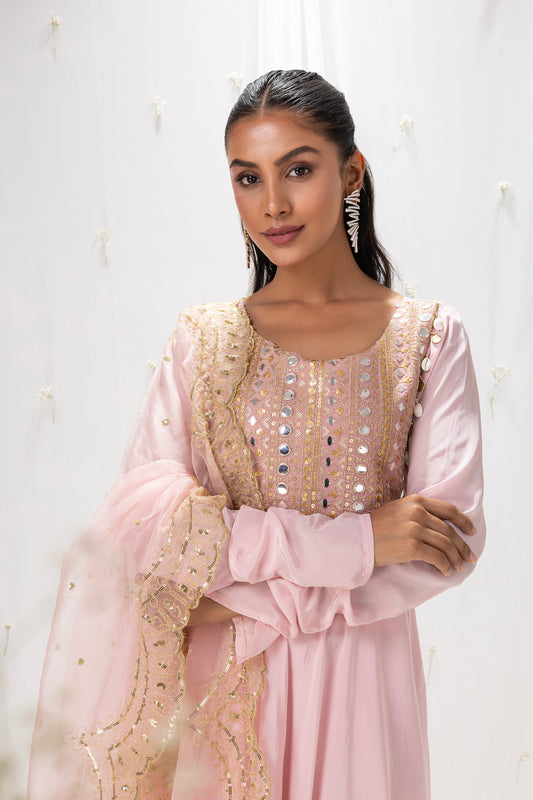 PINK SEQUENCE EMBROIDERED SUIT SET