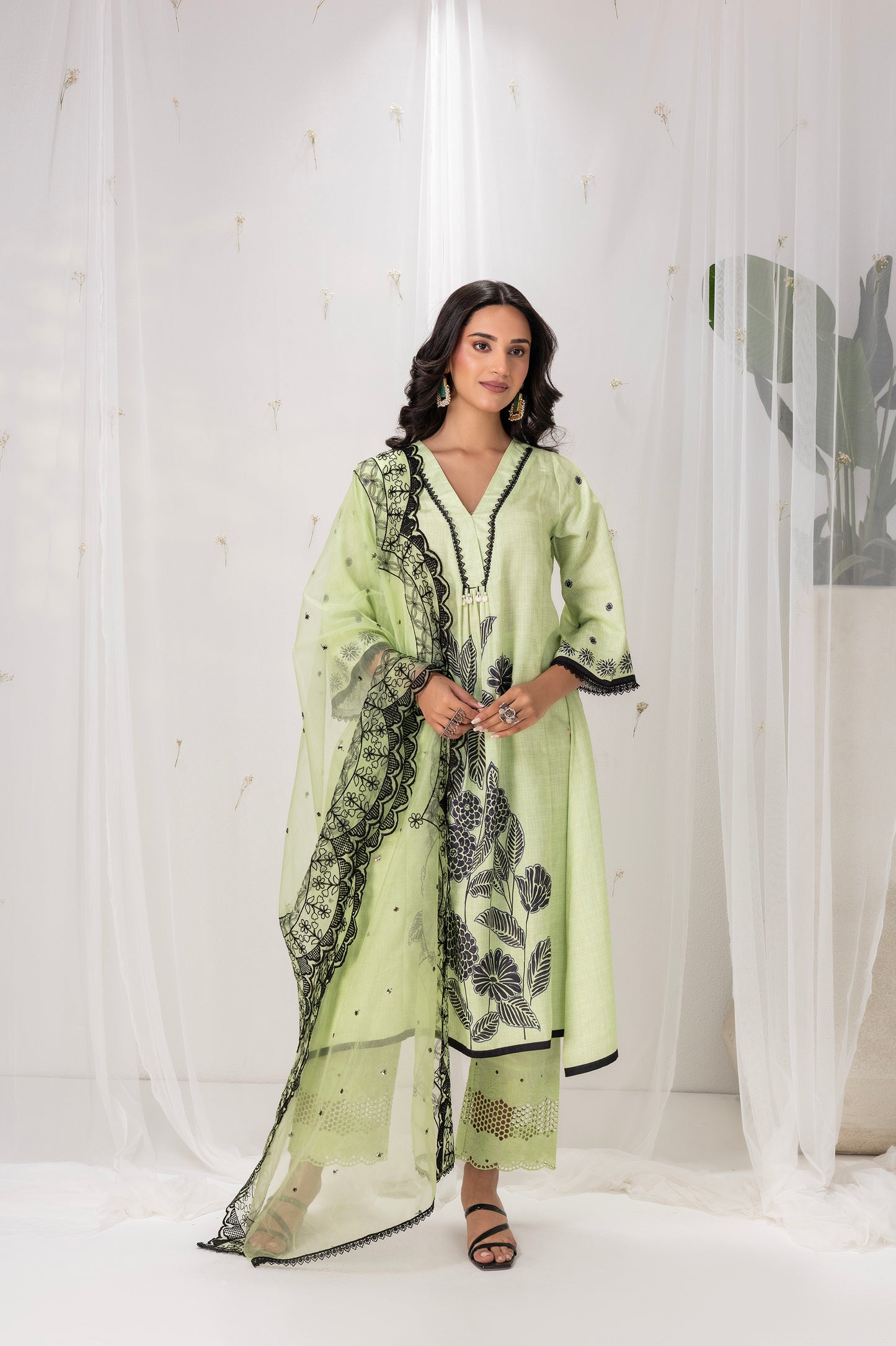 MINT GREEN FLORAL PRINTED PALAZZO