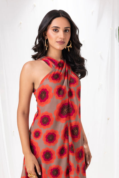 Oatmeal Floral Halter Tunic Set