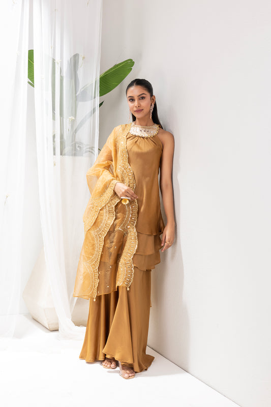 MOCHA HALTER SUIT SET