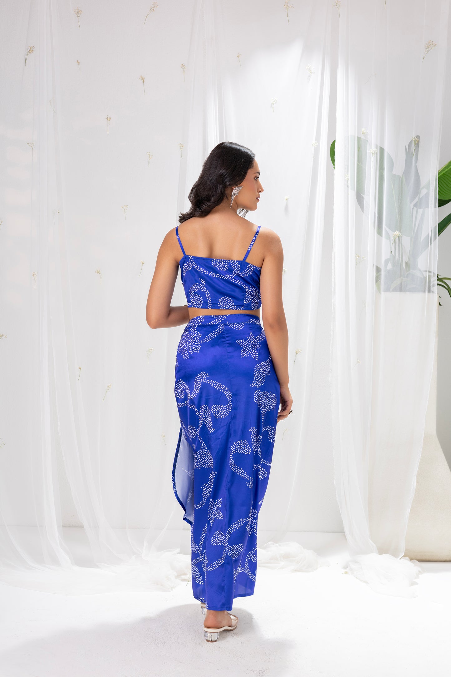 Navy Blue Printed Fusion Set