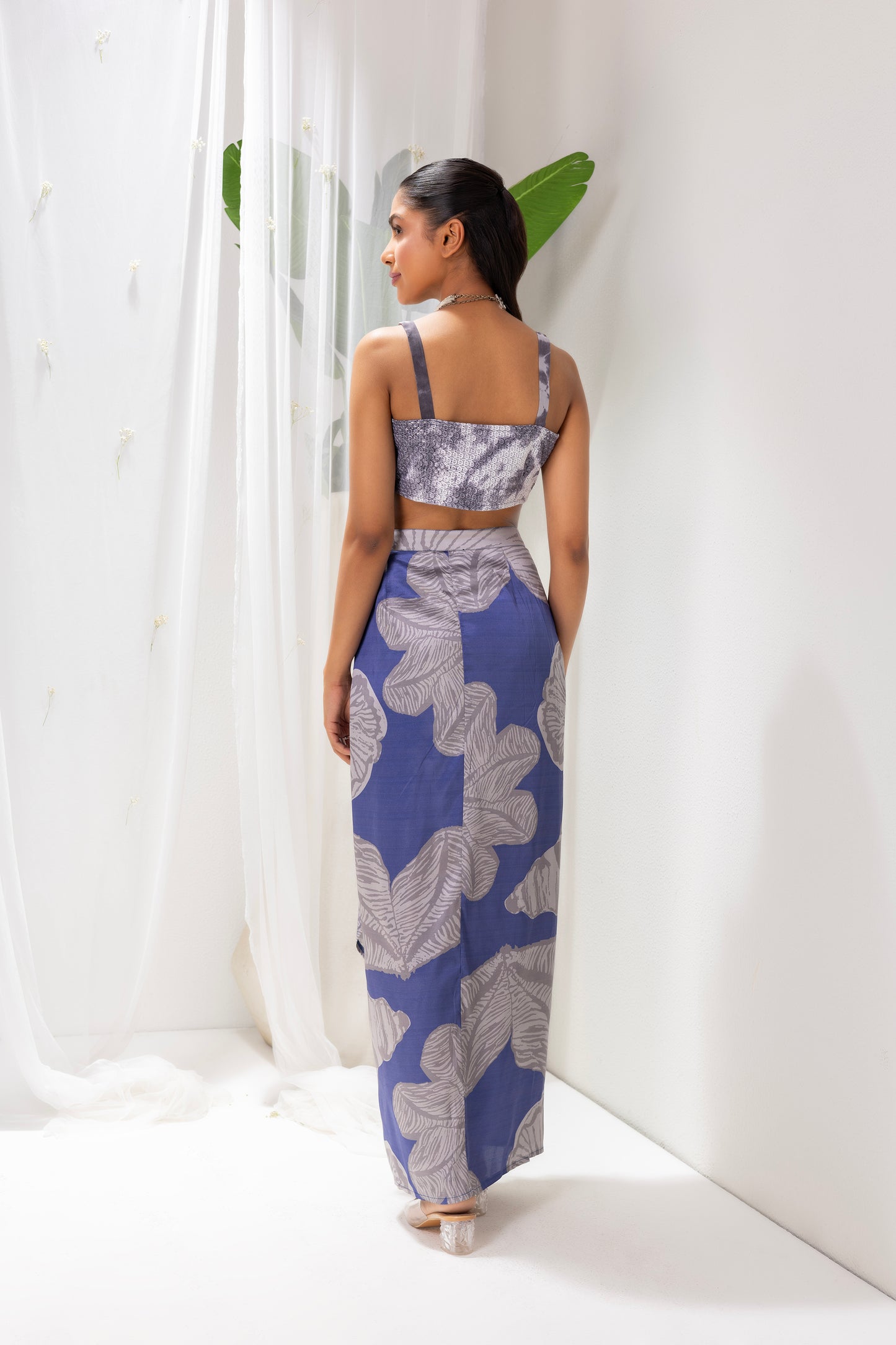 Navy Grey Printed Fusion Set