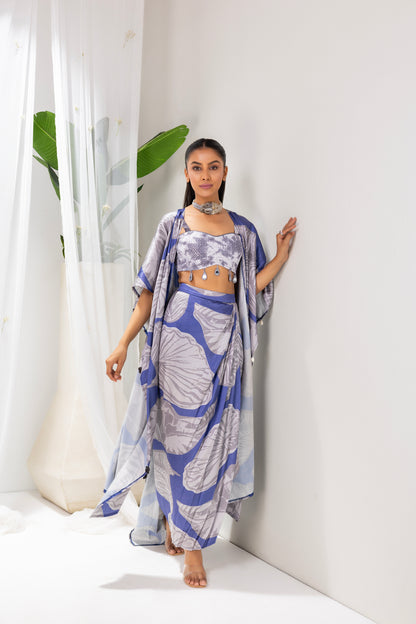 Navy Grey Printed Fusion Set