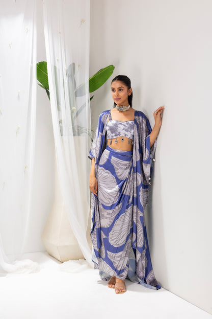 Navy Grey Printed Fusion Set