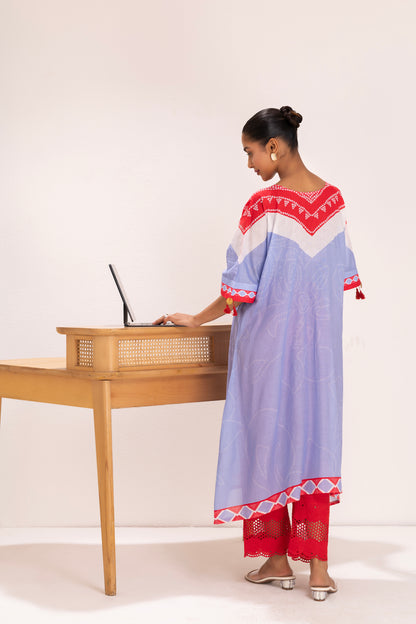 PASTEL BLUE SCARF PRINTED KURTA