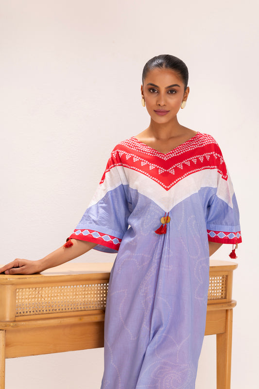 PASTEL BLUE SCARF PRINTED KURTA