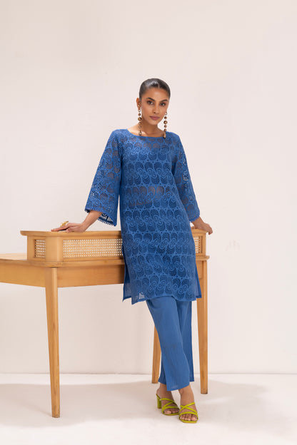 Royal Blue Embroidered kurta set