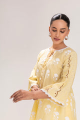 LEMON EMBROIDERED ASYMMETRICAL KURTA