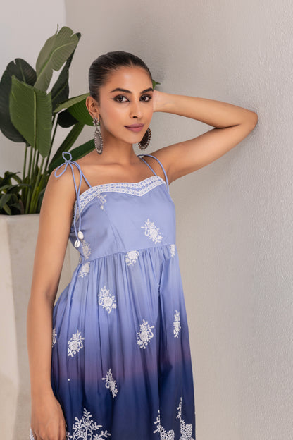 Blue Ombre Sunset Halter kurta