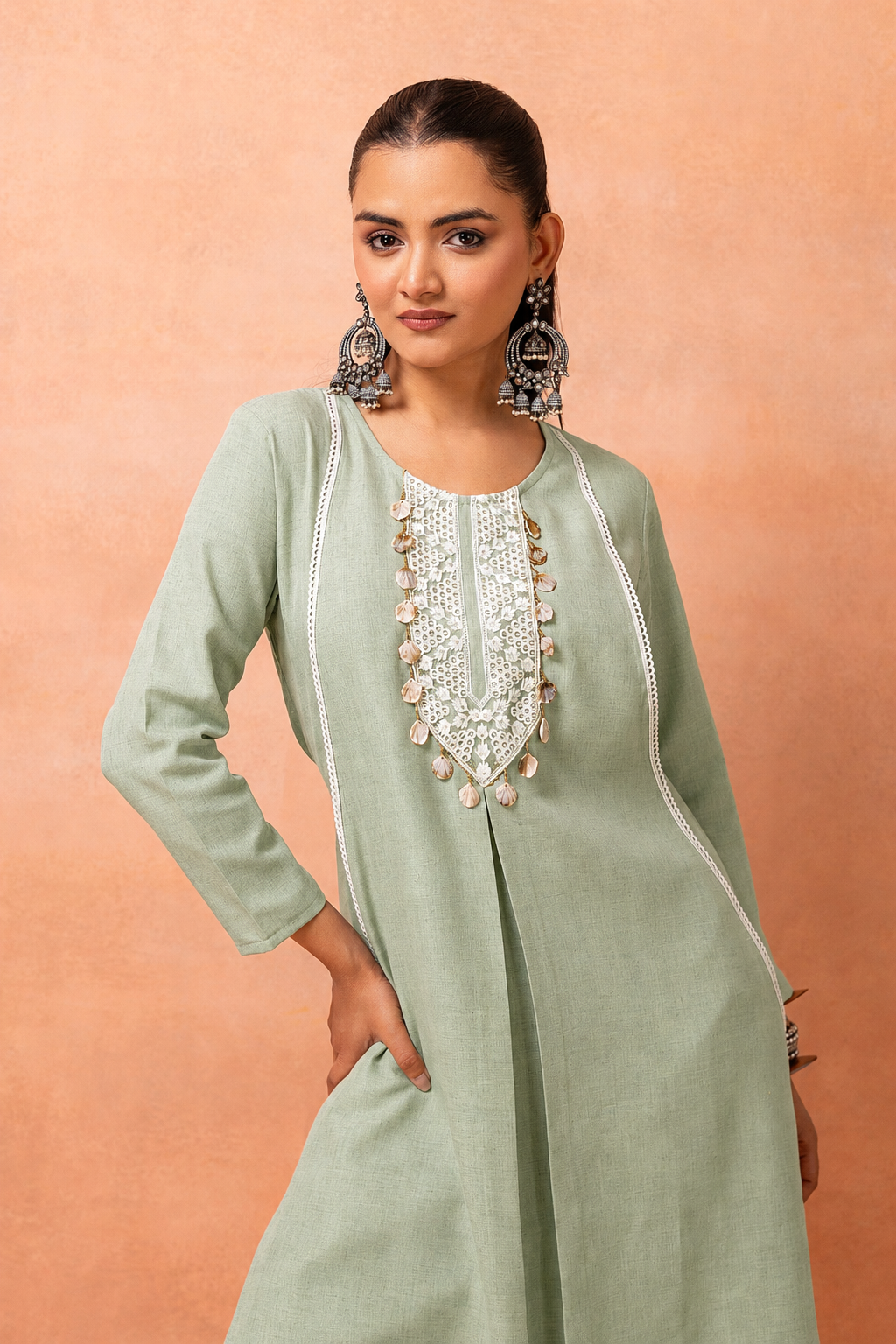 Tea Green Bohemian Long Jumpsuit Drape Dress