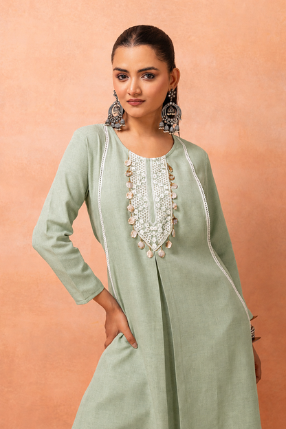 Tea Green Bohemian Long Jumpsuit Drape Dress
