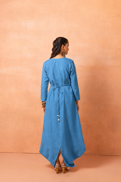 Quilt Blue Bohemian Long Jumpsuit Drape Dress