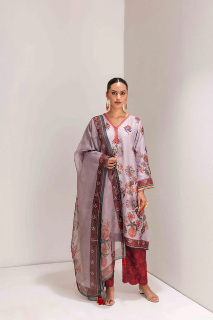 GREIGE KASHMIRI STYLE FLORAL PRINT SUIT SET