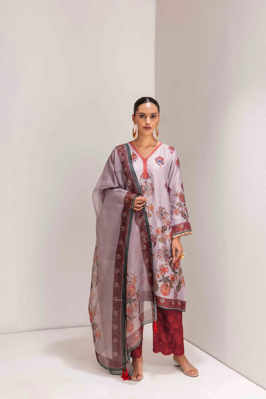 GREIGE KASHMIRI STYLE FLORAL PRINT SUIT SET