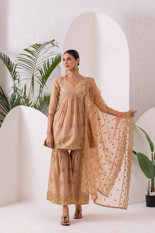 GOLD PRINTED SUIT SET