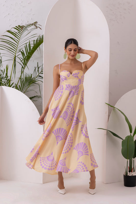 LEMON FLORAL PRINTED DRESS