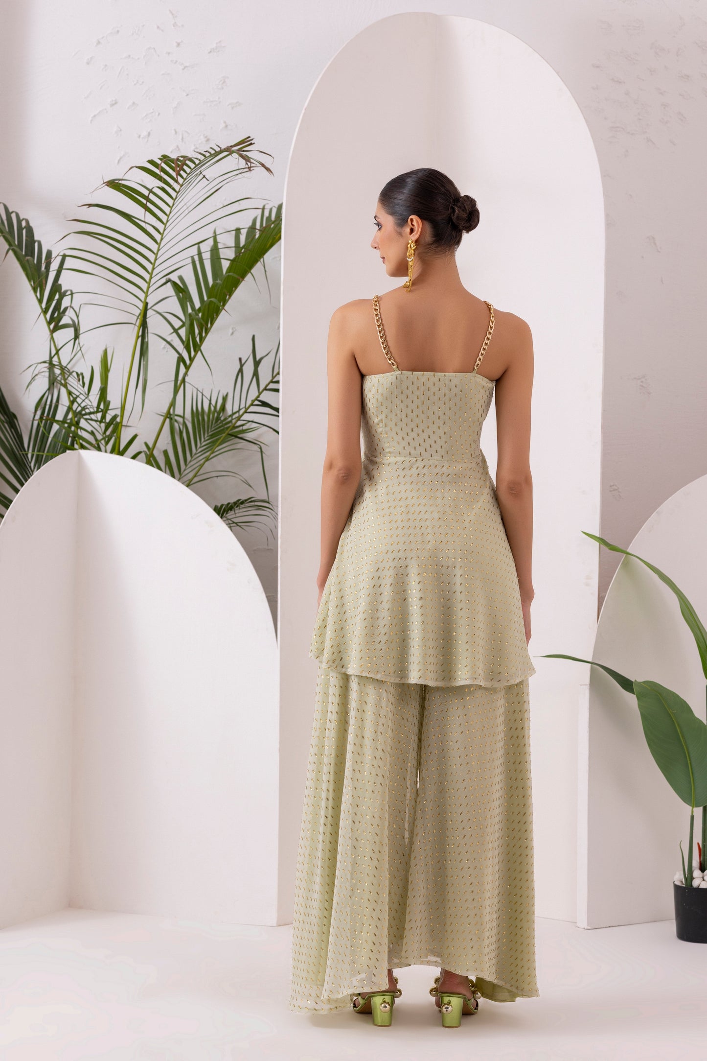 LIGHT GREEN GOLD EMBROIDERED SUIT SET