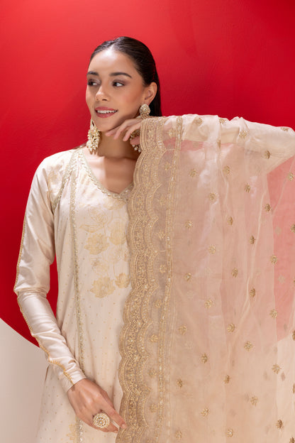 BEIGE AND GOLD LUXE SUIT SET