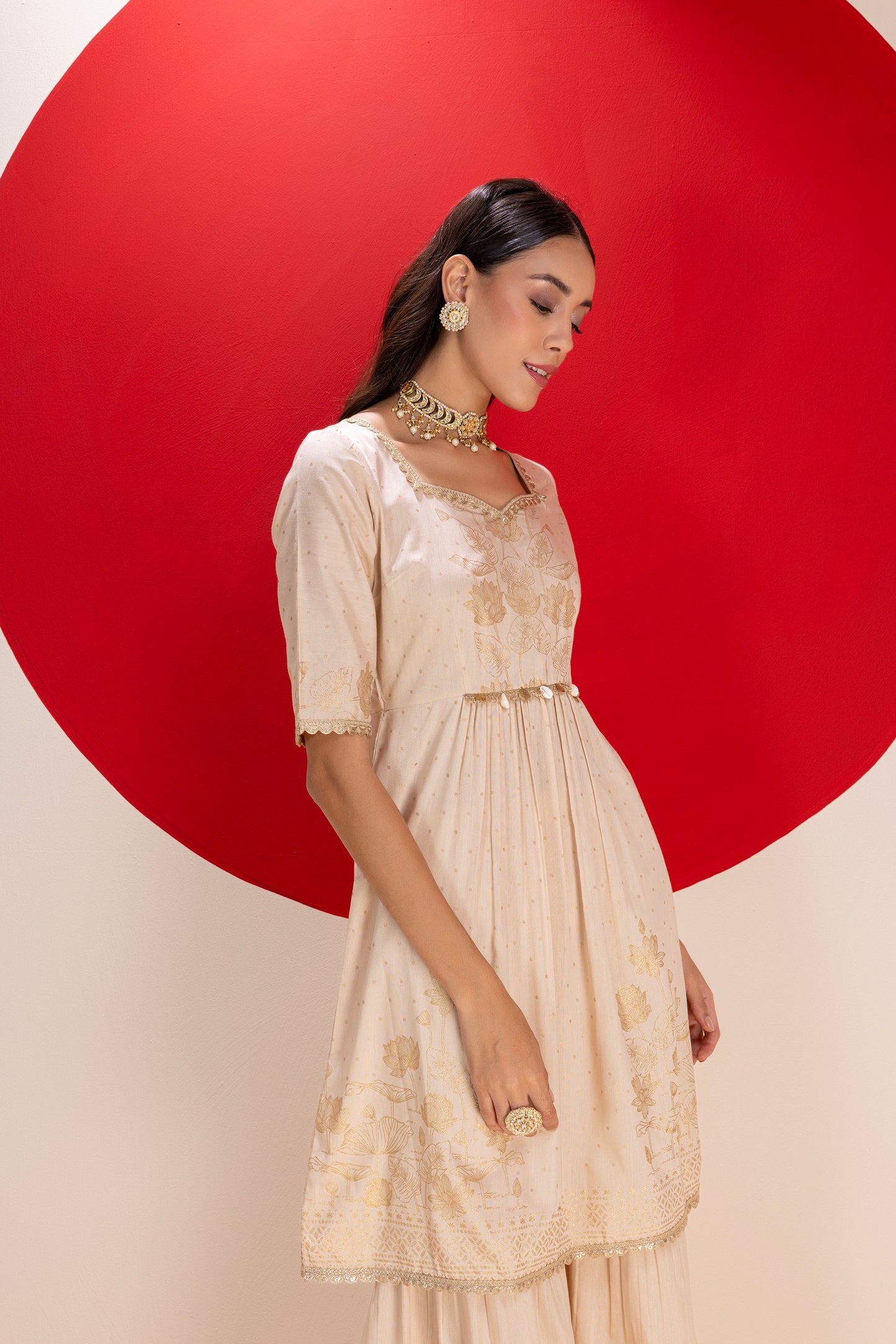 Gold Sand Foil Print Suit Set