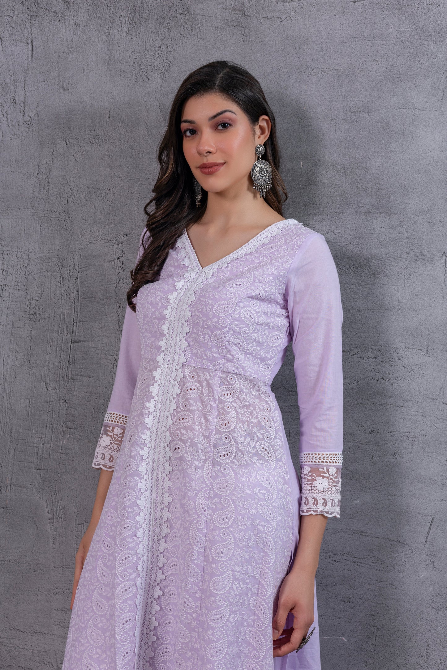 Lavender Lucknowi Chikankari Kurta Set