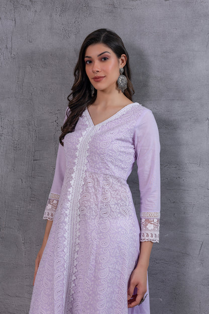 Lavender Lucknowi Chikankari Kurta Set