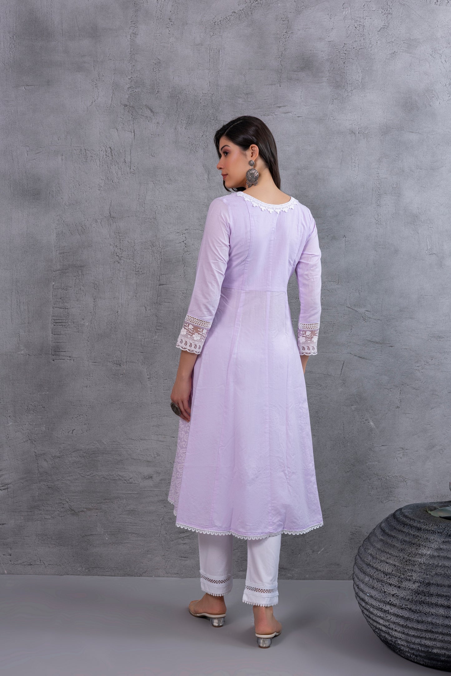 Lavender Lucknowi Chikankari Kurta Set