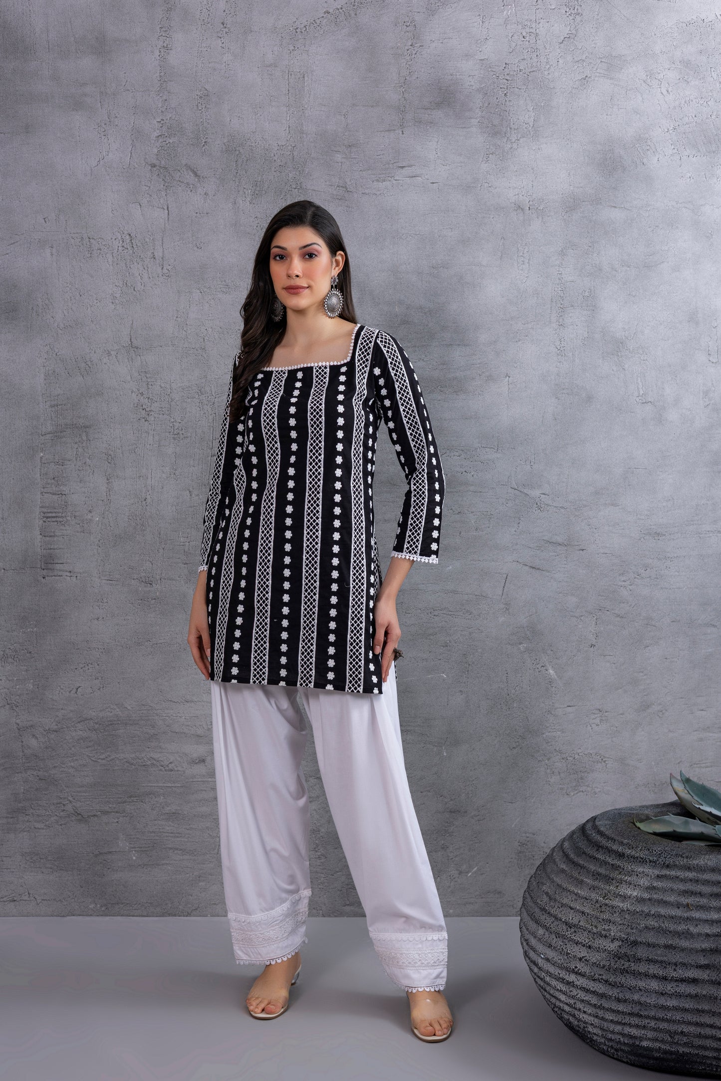 Black Floral Embroidered Farshi Salwar Set