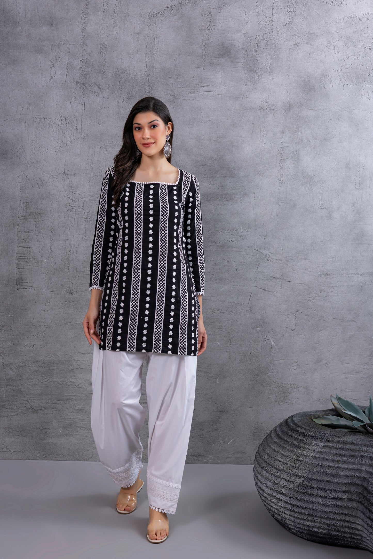 Black Floral Embroidered Farshi Salwar Set