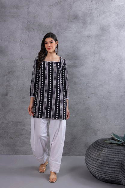 Black Floral Embroidered Farshi Salwar Set