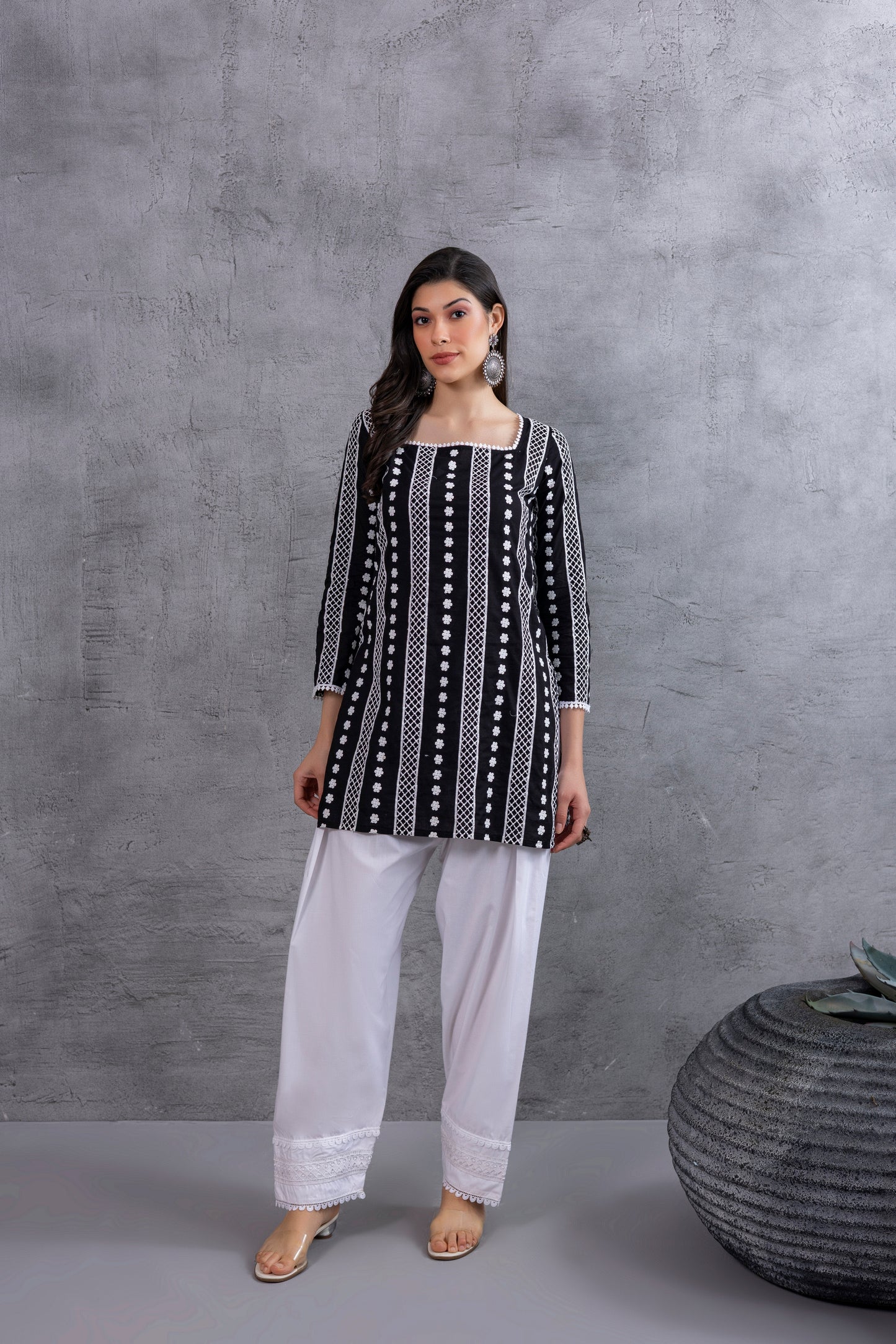 Black Floral Embroidered Farshi Salwar Set