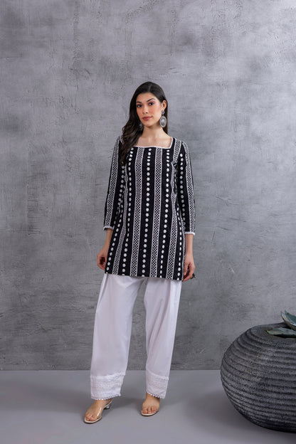 Black Floral Embroidered Farshi Salwar Set