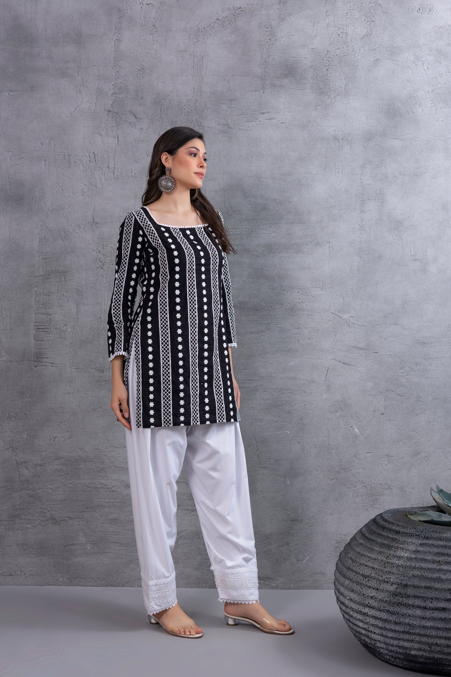 Black Floral Embroidered Farshi Salwar Set