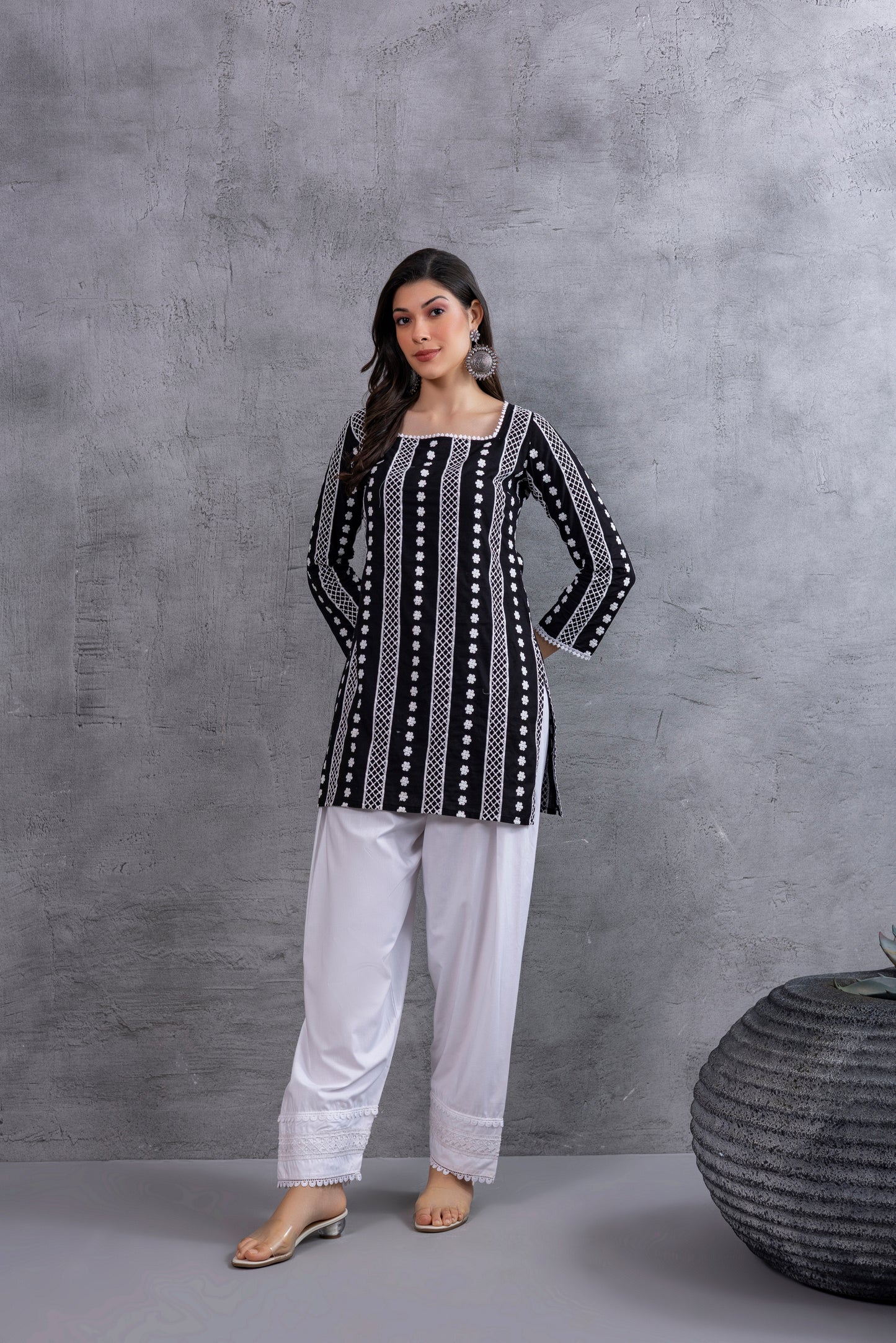 Black Floral Embroidered Farshi Salwar Set