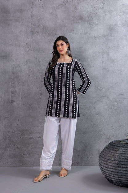 Black Floral Embroidered Farshi Salwar Set