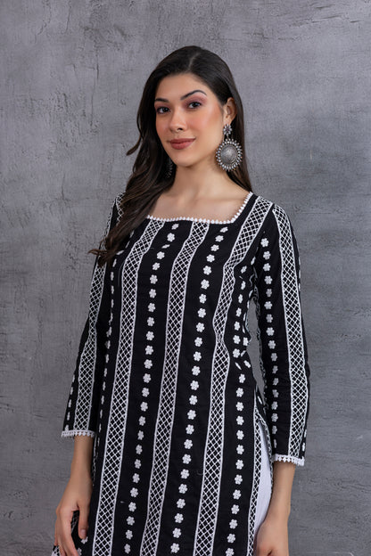 Black Floral Embroidered Farshi Salwar Set