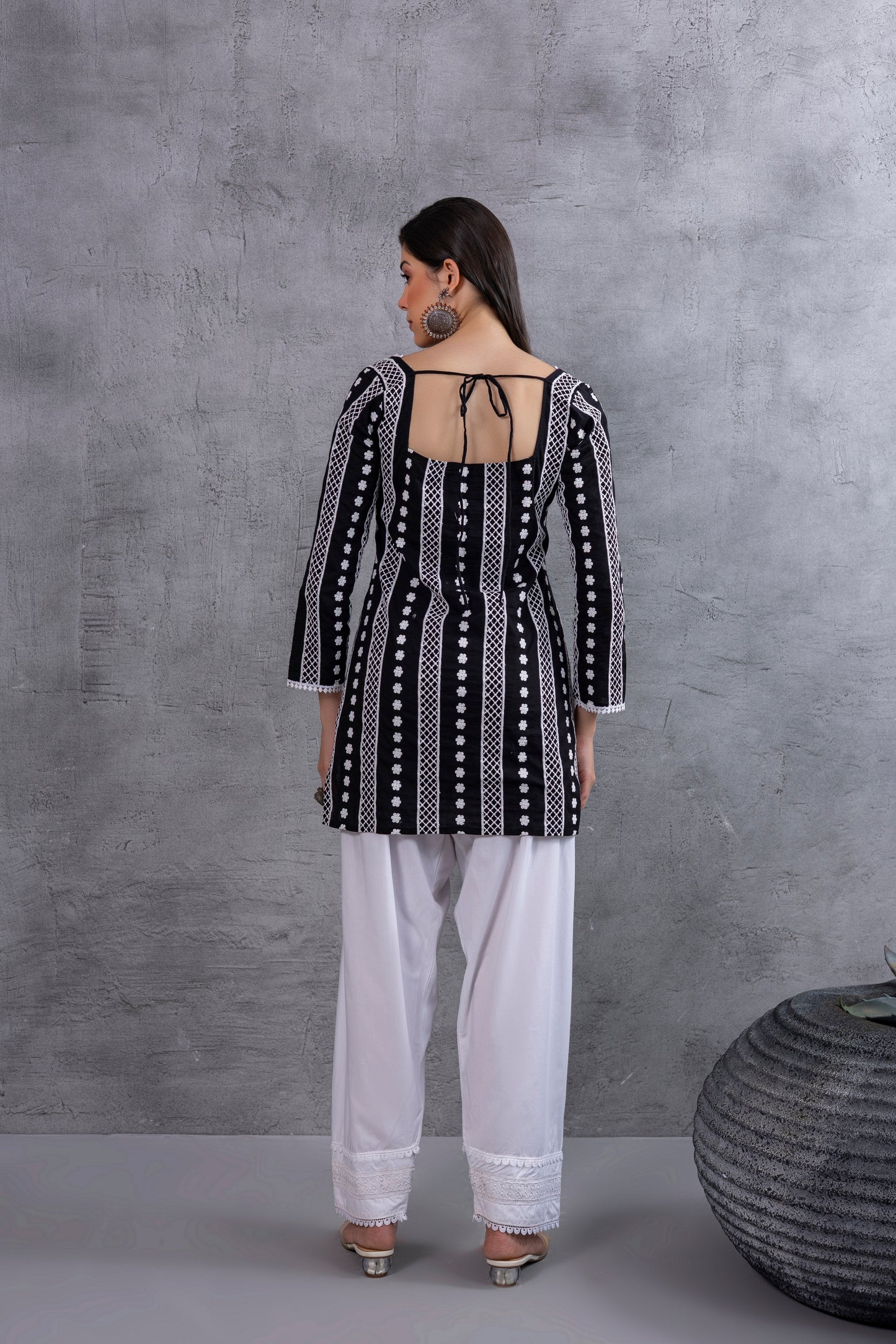 Black Floral Embroidered Farshi Salwar Set