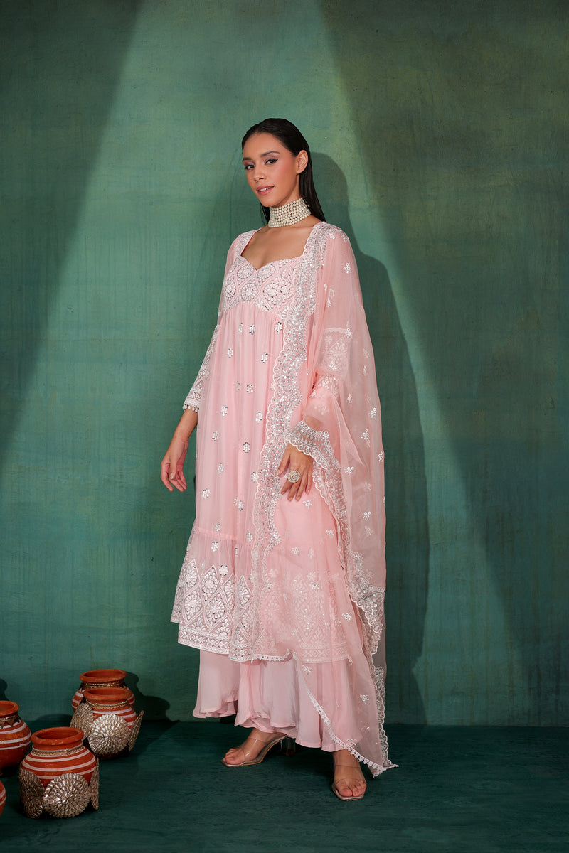 BABY PINK SEQUENCE EMBROIDERED SUIT SET